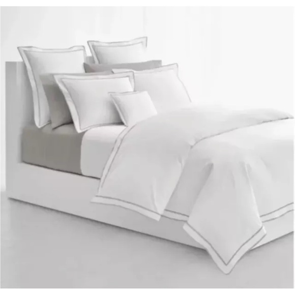 Ralph Lauren Spencer Sateen Gray Border King  Duvet Cover 300TC,$420 - Picture 1 of 13
